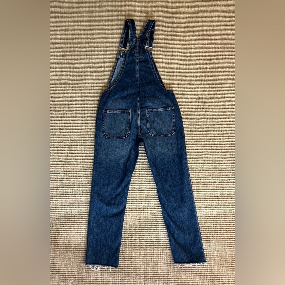 Gap for Good Relaxed Denim Overalls Medium Indigo Wash Raw Hem - XXS - EUC - Picture 5 of 8